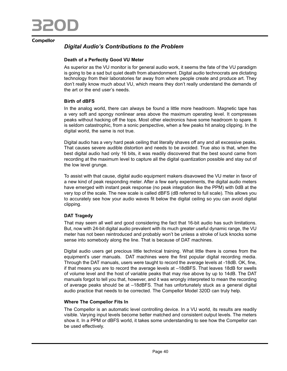 320d | Aphex 320D Compellor User Manual | Page 40 / 43