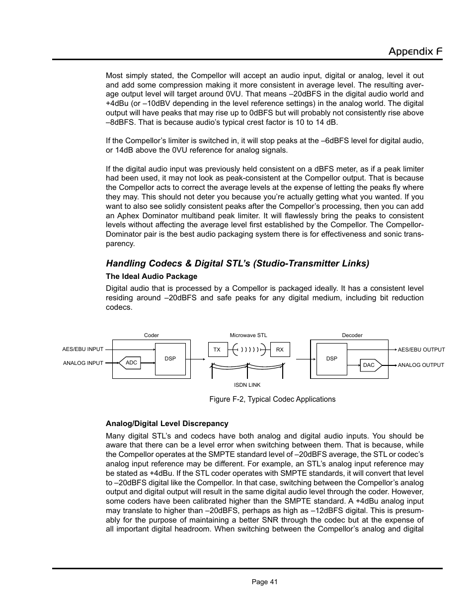 320d, Appendix f | Aphex 320D Compellor User Manual | Page 41 / 43