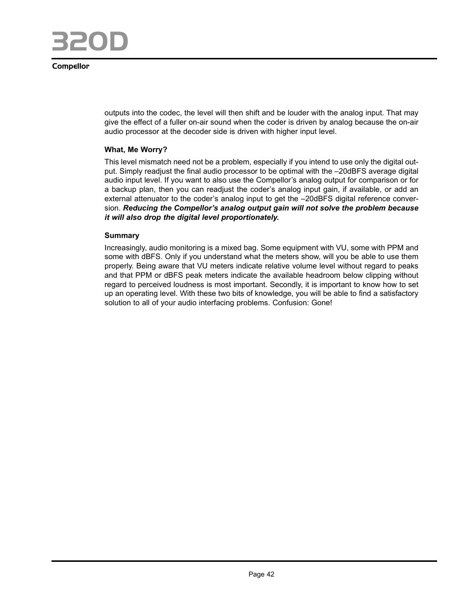 320d | Aphex 320D Compellor User Manual | Page 42 / 43