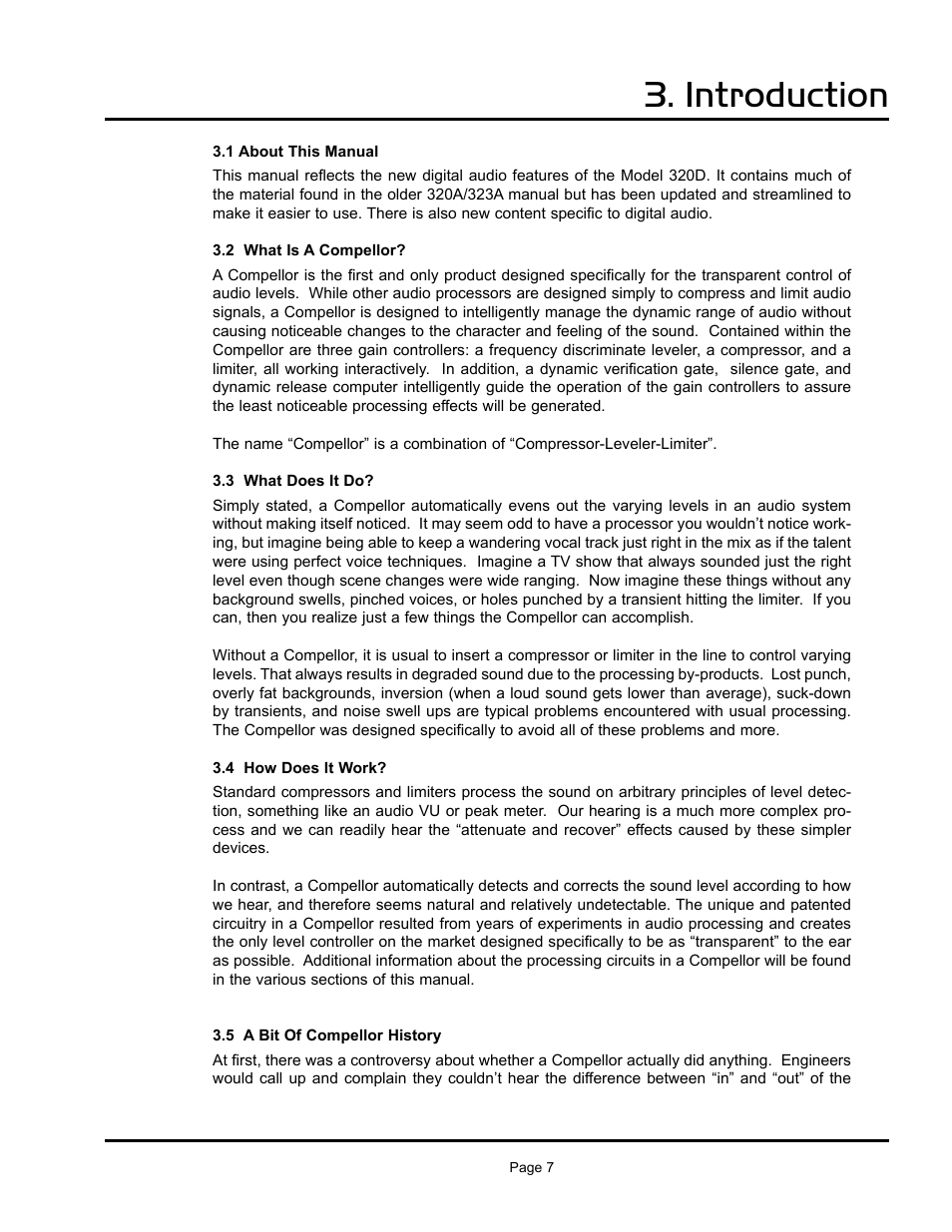 320d, Introduction | Aphex 320D Compellor User Manual | Page 7 / 43