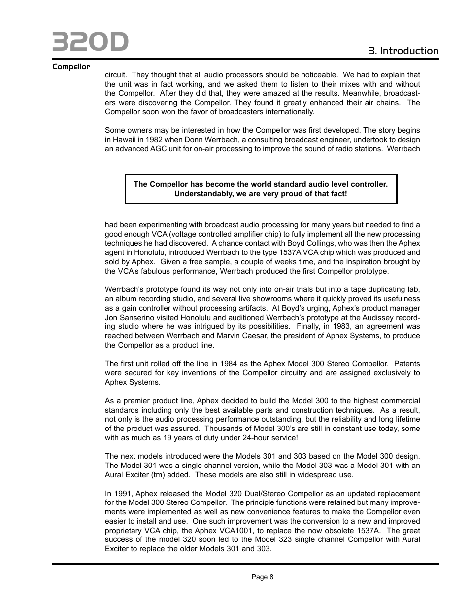 320d, Introduction | Aphex 320D Compellor User Manual | Page 8 / 43