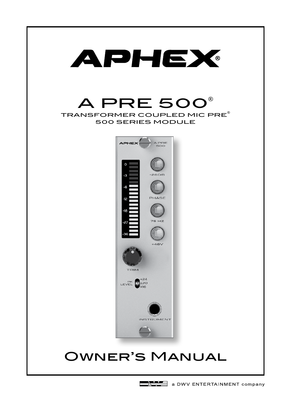 Aphex A PRE 500 User Manual | 6 pages