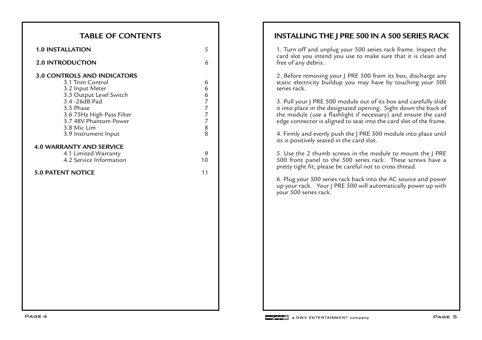 Aphex J PRE 500 User Manual | Page 3 / 6