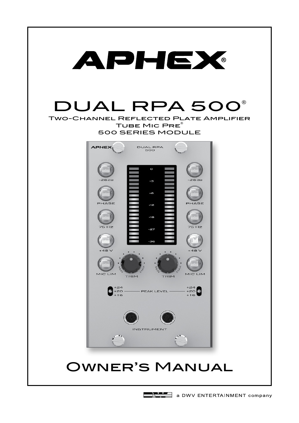 Aphex DUAL RPA 500 User Manual | 6 pages