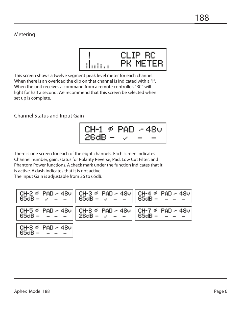 Aphex 188 Eight Channel Mic Preamp User Manual | Page 6 / 18