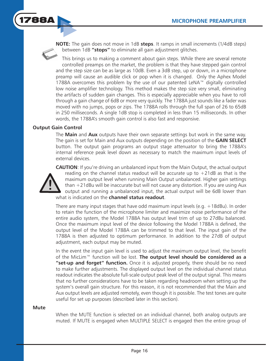 Instruction manual | Aphex 1788A Premium Eight Chan Mic Pre User Manual | Page 16 / 50