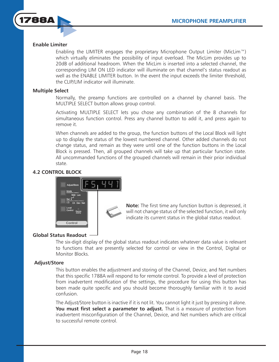 Instruction manual | Aphex 1788A Premium Eight Chan Mic Pre User Manual | Page 18 / 50