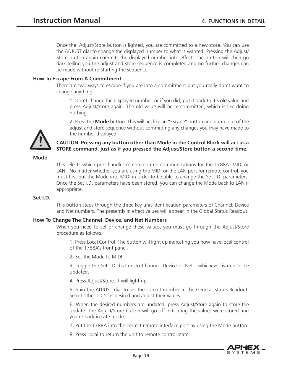 Instruction manual | Aphex 1788A Premium Eight Chan Mic Pre User Manual | Page 19 / 50