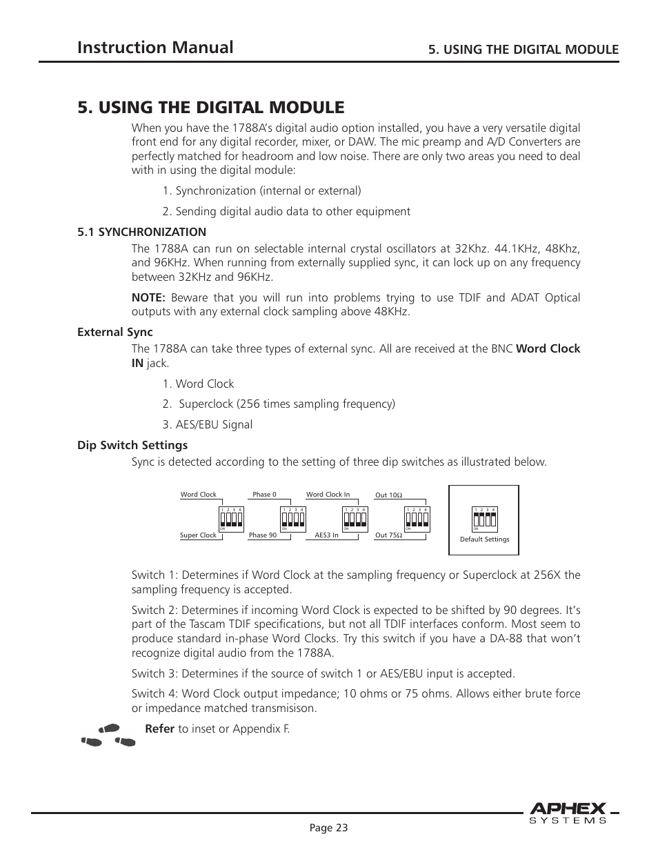 Instruction manual, Microphone preamplifier, Using the digital module | Aphex 1788A Premium Eight Chan Mic Pre User Manual | Page 23 / 50