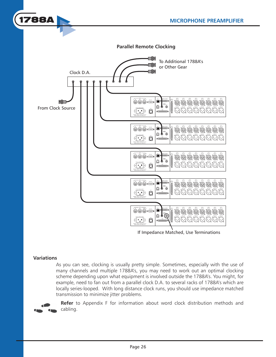 Instruction manual, Microphone preamplifier, Using the digital module | Parallel remote clocking, Page 26, Page 27, 1 2 3 4 on < < p, 1 2 3 4 on | Aphex 1788A Premium Eight Chan Mic Pre User Manual | Page 26 / 50