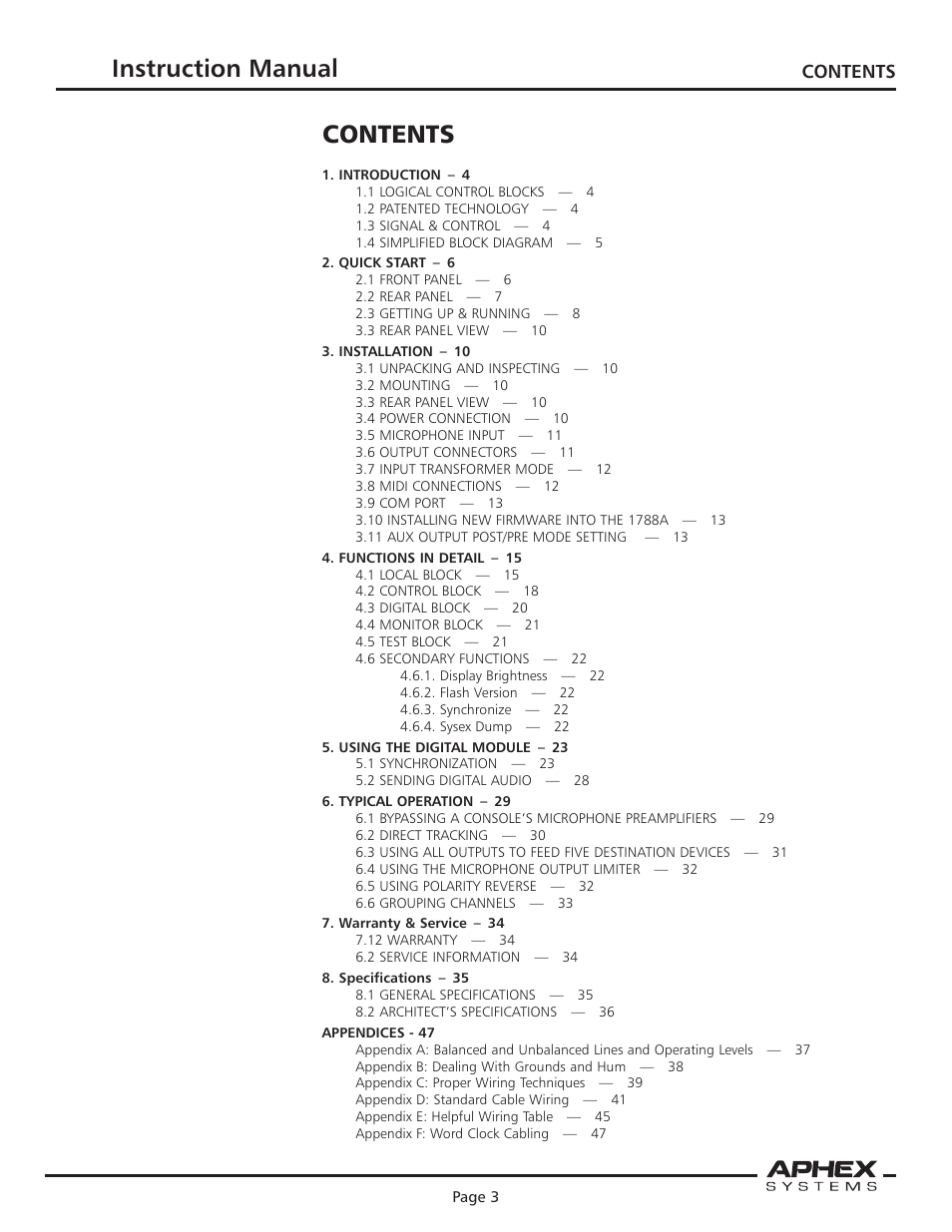 Aphex 1788A Premium Eight Chan Mic Pre User Manual | Page 3 / 50