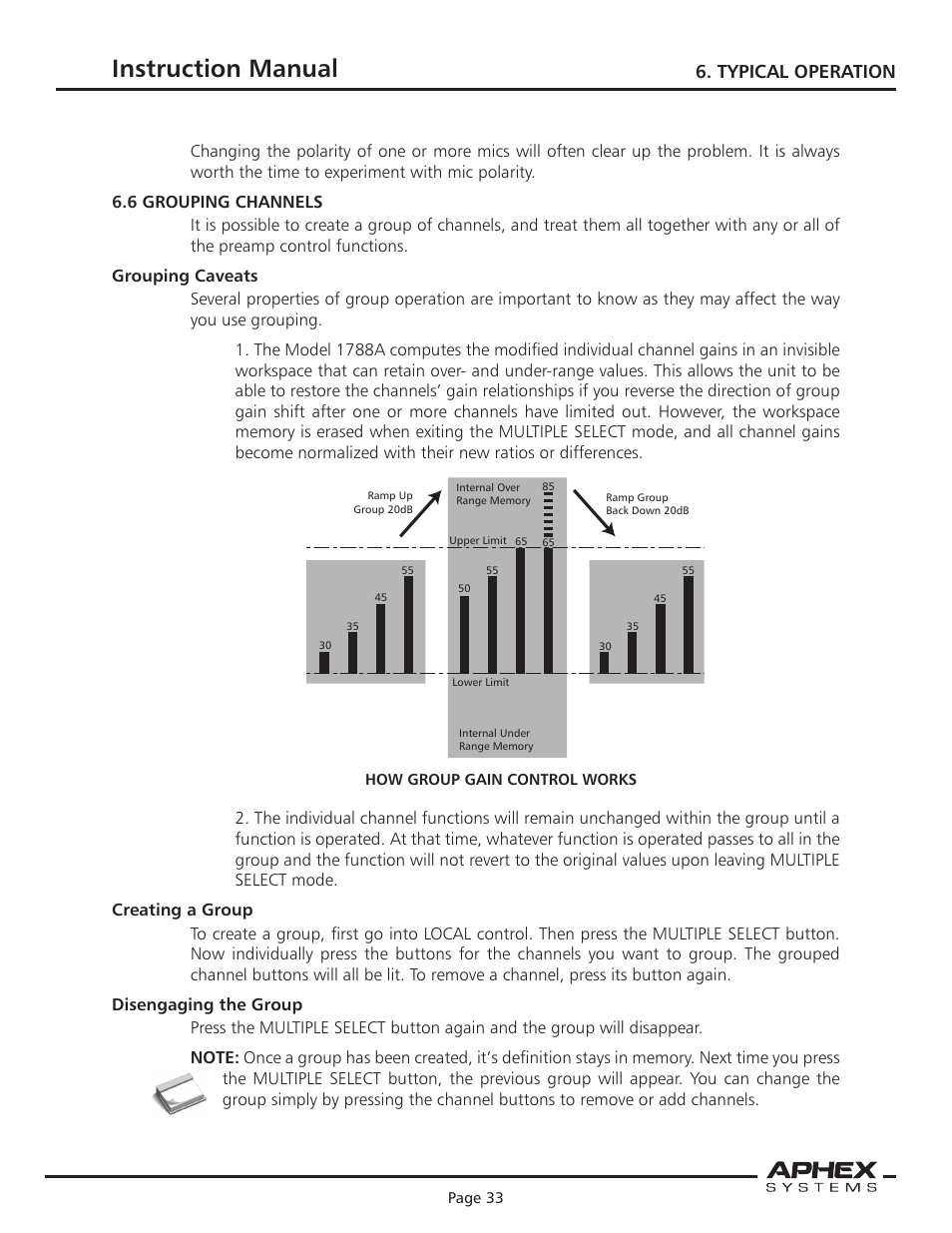 Instruction manual, Microphone preamplifier, Typical operation | Aphex 1788A Premium Eight Chan Mic Pre User Manual | Page 33 / 50