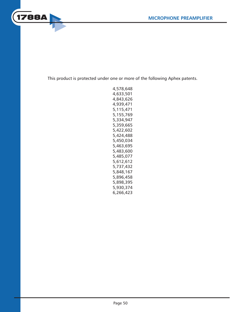 Aphex 1788A Premium Eight Chan Mic Pre User Manual | Page 50 / 50