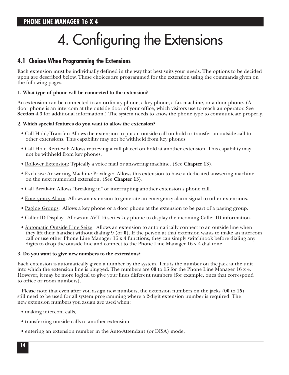 Configuring the extensions | Black Box FX160A User Manual | Page 13 / 65