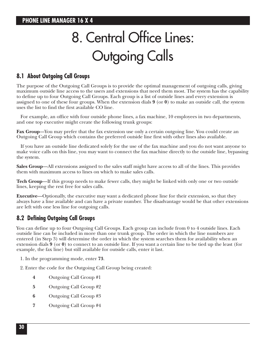 Central office lines: outgoing calls | Black Box FX160A User Manual | Page 29 / 65