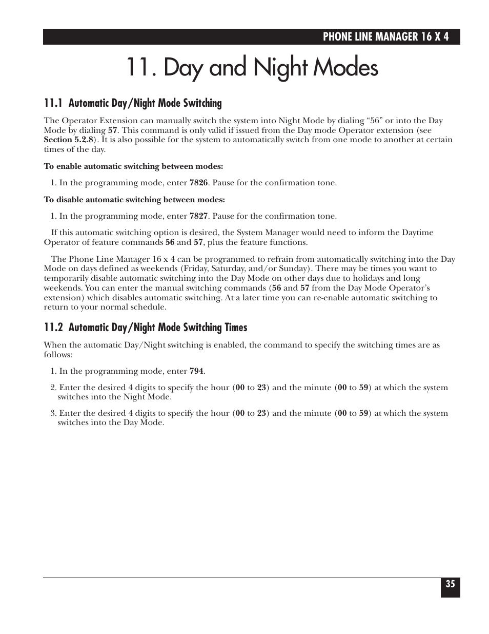 Day and night modes | Black Box FX160A User Manual | Page 34 / 65