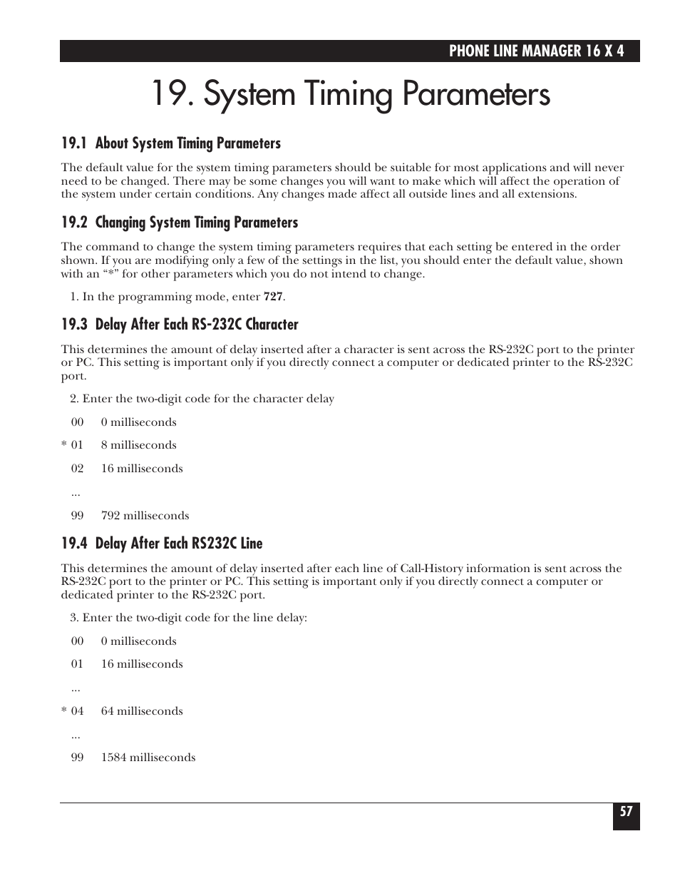 System timing parameters | Black Box FX160A User Manual | Page 56 / 65