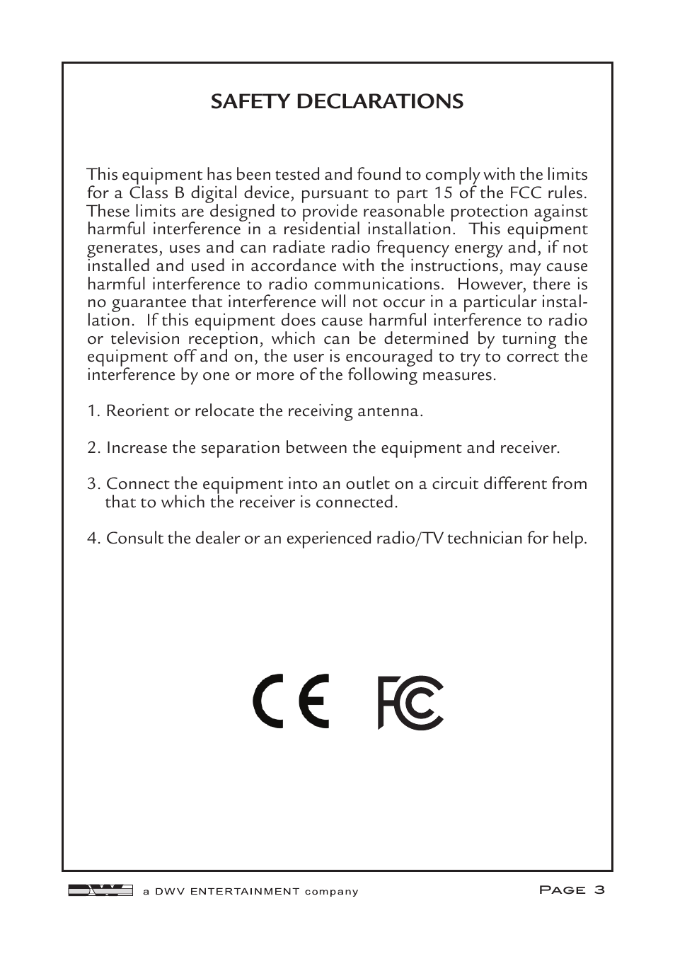 Safety declarations | Aphex Project 500 User Manual | Page 3 / 12