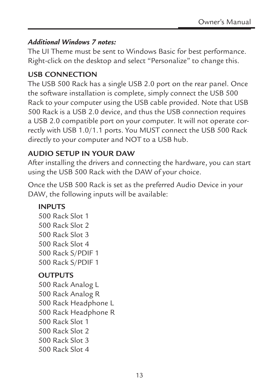 Aphex USB 500 Rack User Manual | Page 13 / 20