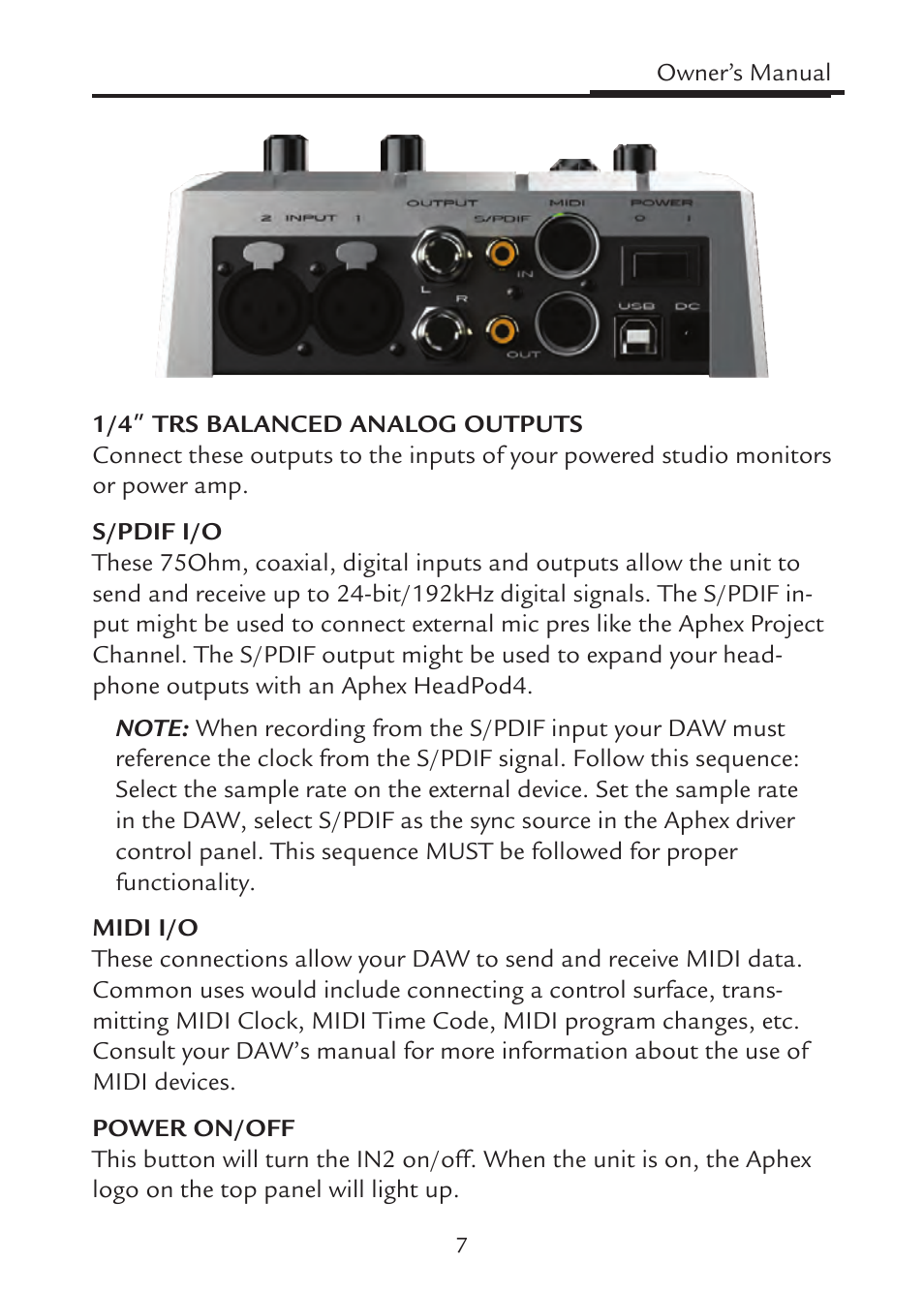 Aphex IN2 User Manual | Page 7 / 16