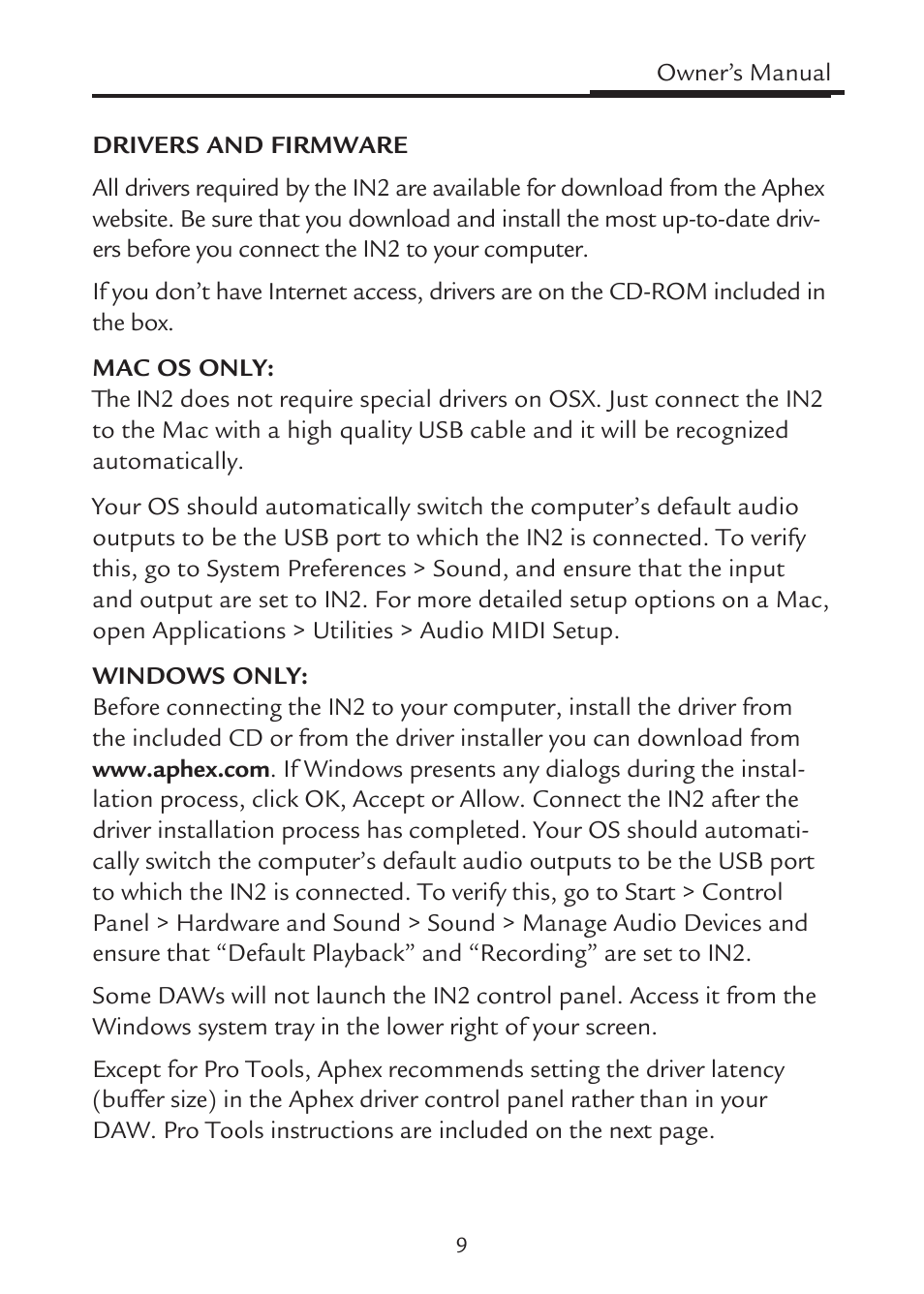 Aphex IN2 User Manual | Page 9 / 16