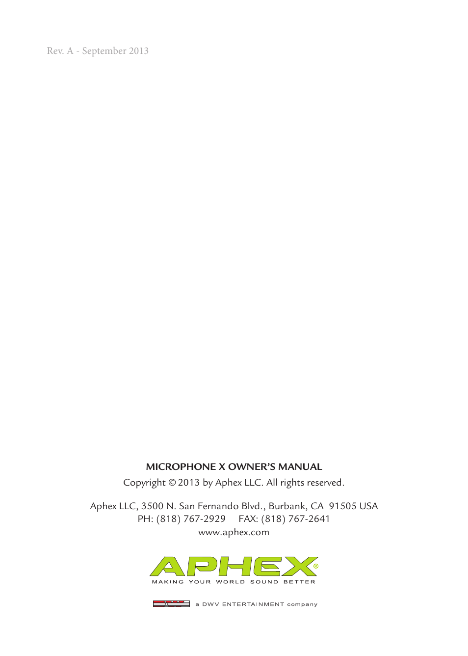 Aphex Microphone X User Manual | Page 12 / 12