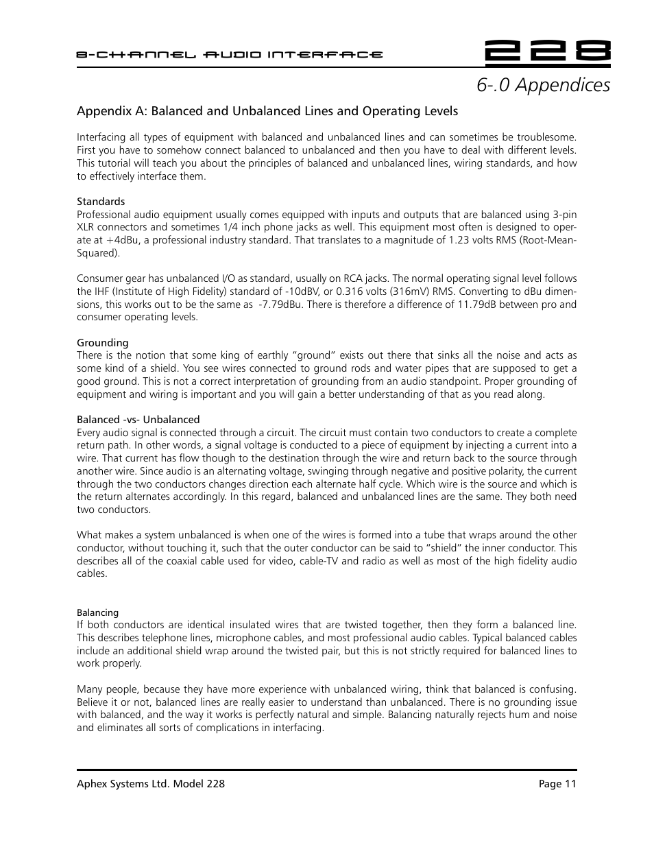 6 appendices | Aphex 228 User Manual | Page 12 / 24
