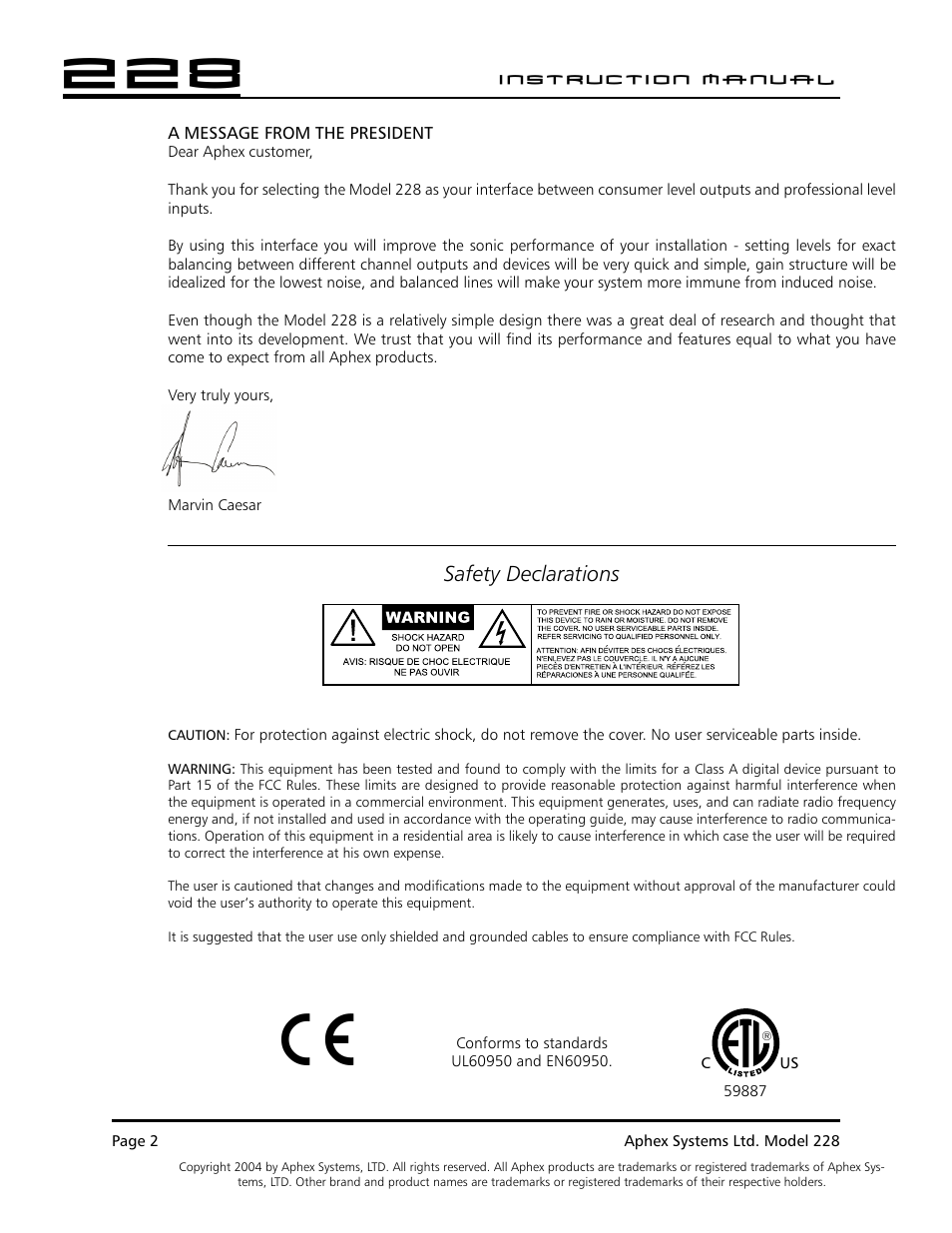 Aphex 228 User Manual | Page 3 / 24