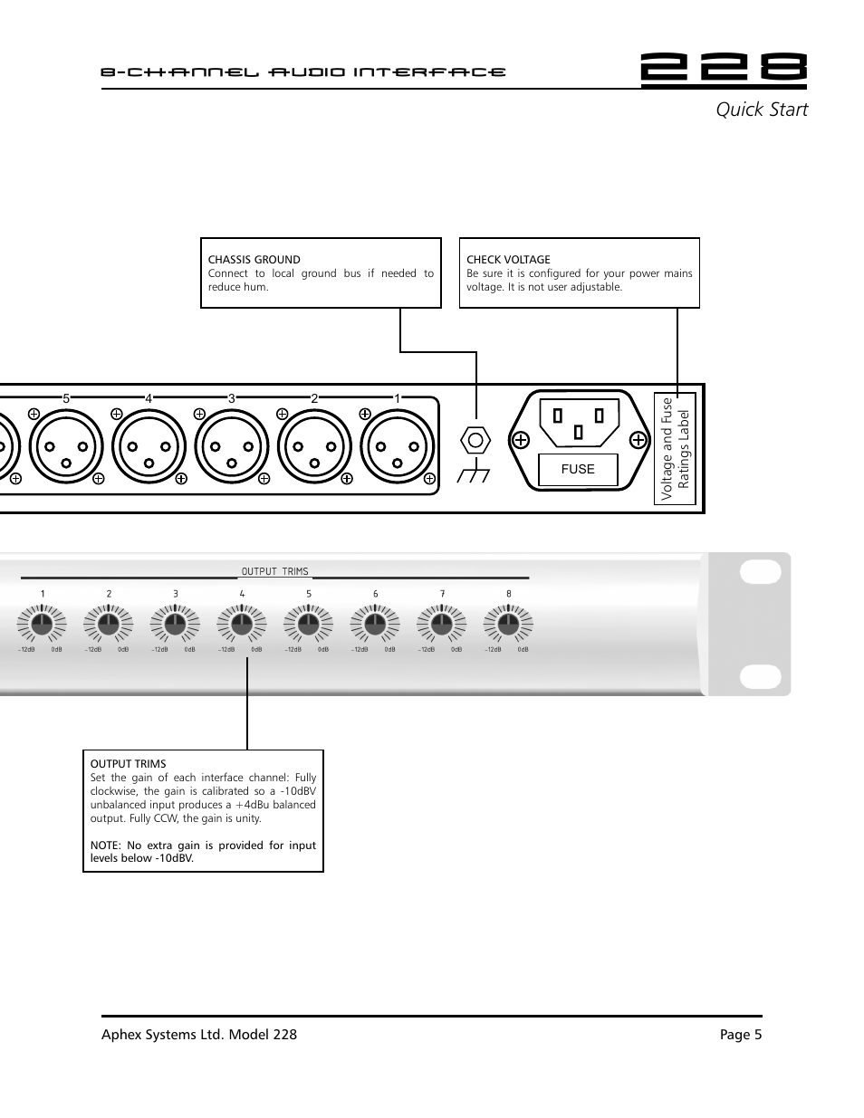 Quick start | Aphex 228 User Manual | Page 6 / 24