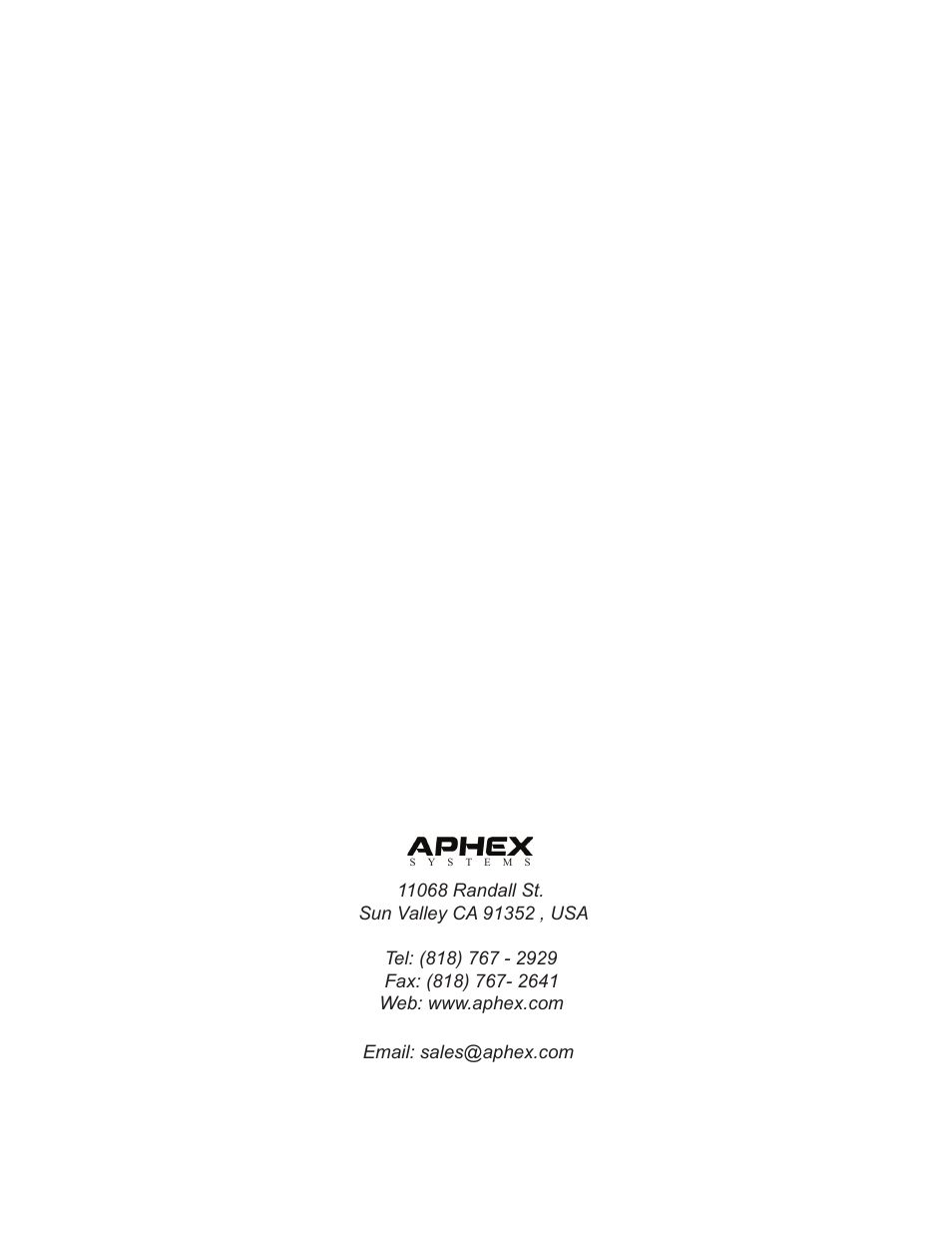 Instruction manual | Aphex 141 User Manual | Page 8 / 8