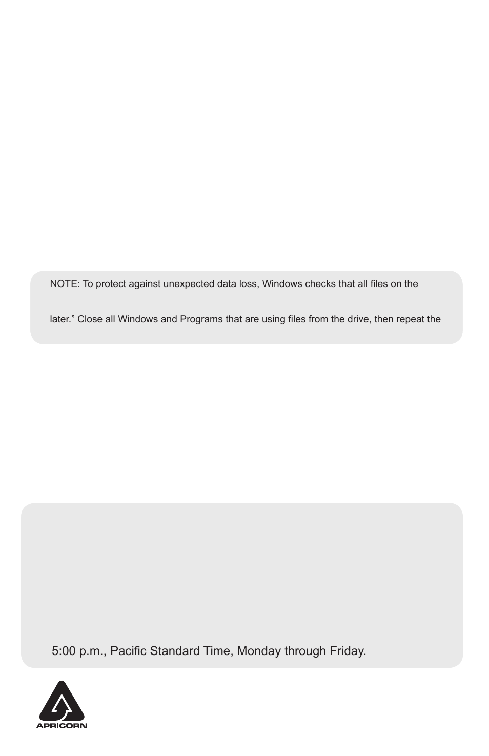 Technical support, Disconnecting the aegis portable, Windows | 7, xp and vista | Apricorn Aegis Portable 2.5" External USB 2.0 Hard Drive User Manual | Page 4 / 4