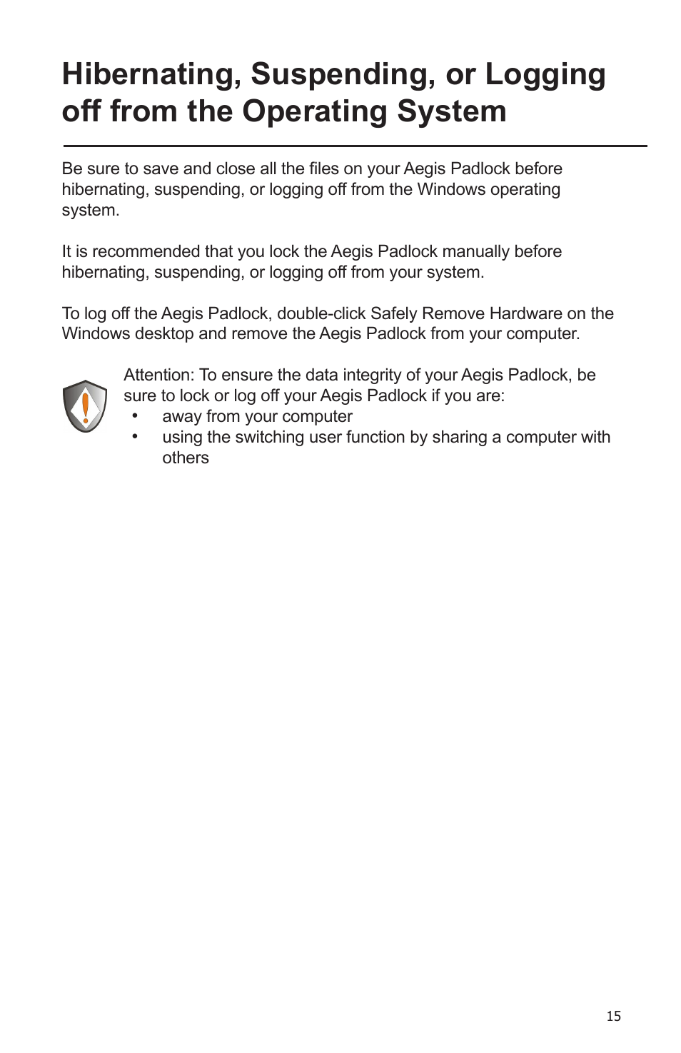 Apricorn Aegis Padlock Fortress - USB 3.0 Solid State Drive User Manual | Page 15 / 21