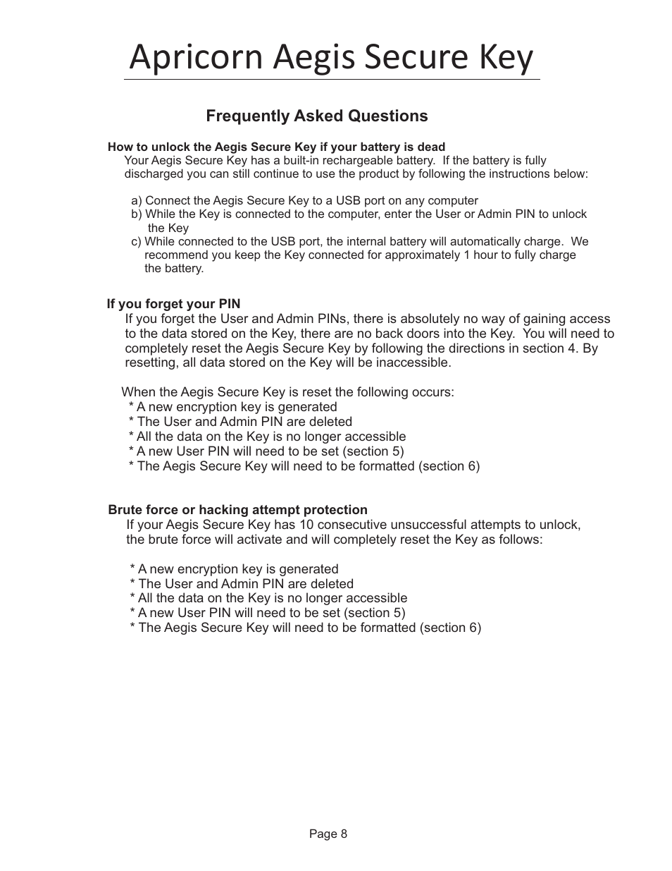 Apricorn aegis secure key | Apricorn Aegis Secure Key - USB 2.0 Flash Drive User Manual | Page 9 / 10