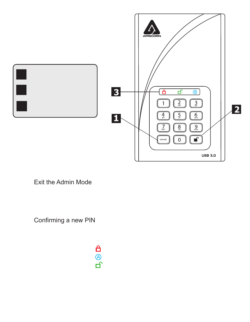 Aegis padlock dt button panel | Apricorn Aegis Padlock DT FIPS - USB 3.0 Desktop Drive User Manual | Page 5 / 23