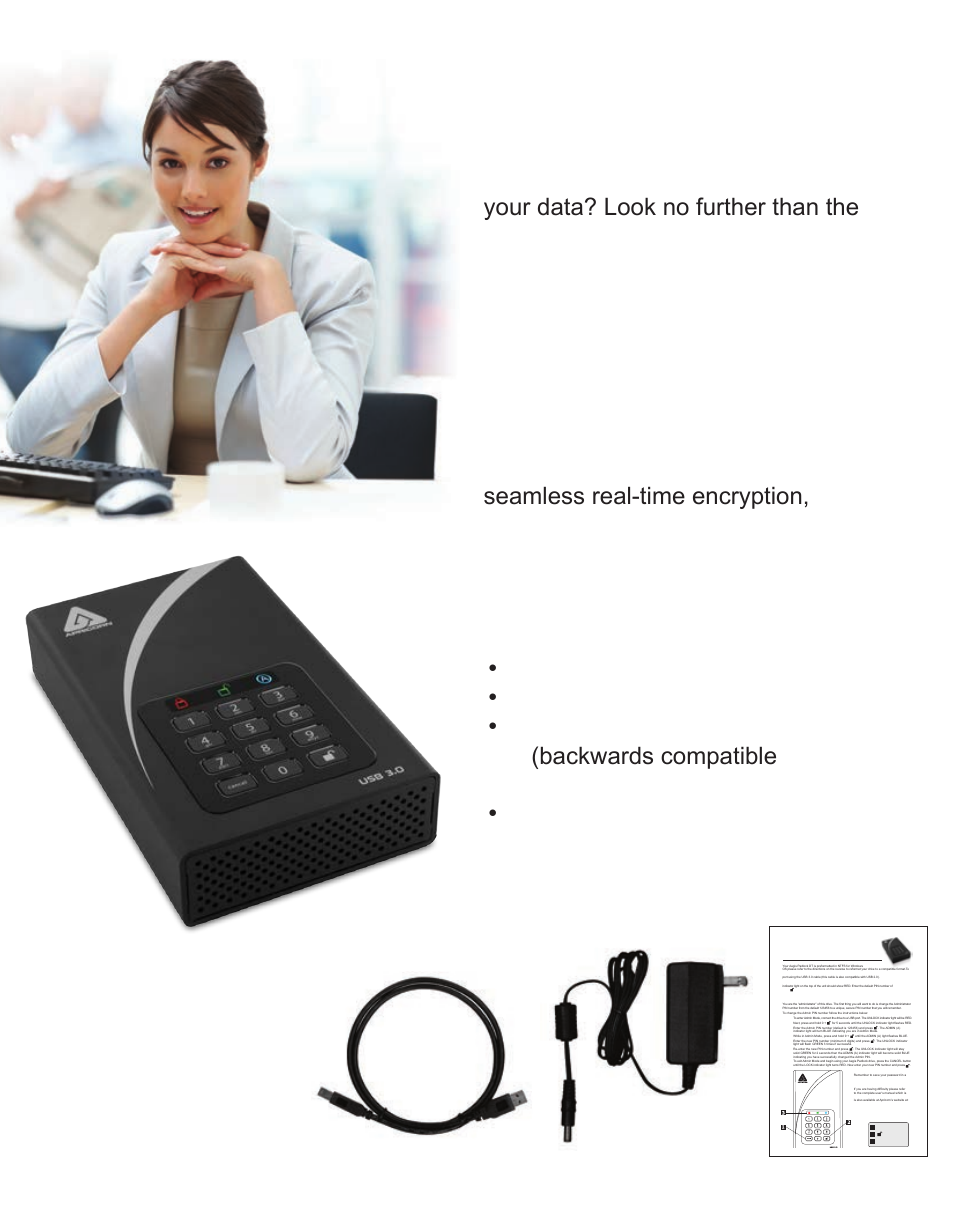 About the aegis padlock desktop drive, Package contents, Aegis padlock dt | Ac adapter, Quick start guide | Apricorn Aegis Padlock DT - USB 3.0 Desktop Drive User Manual | Page 4 / 21