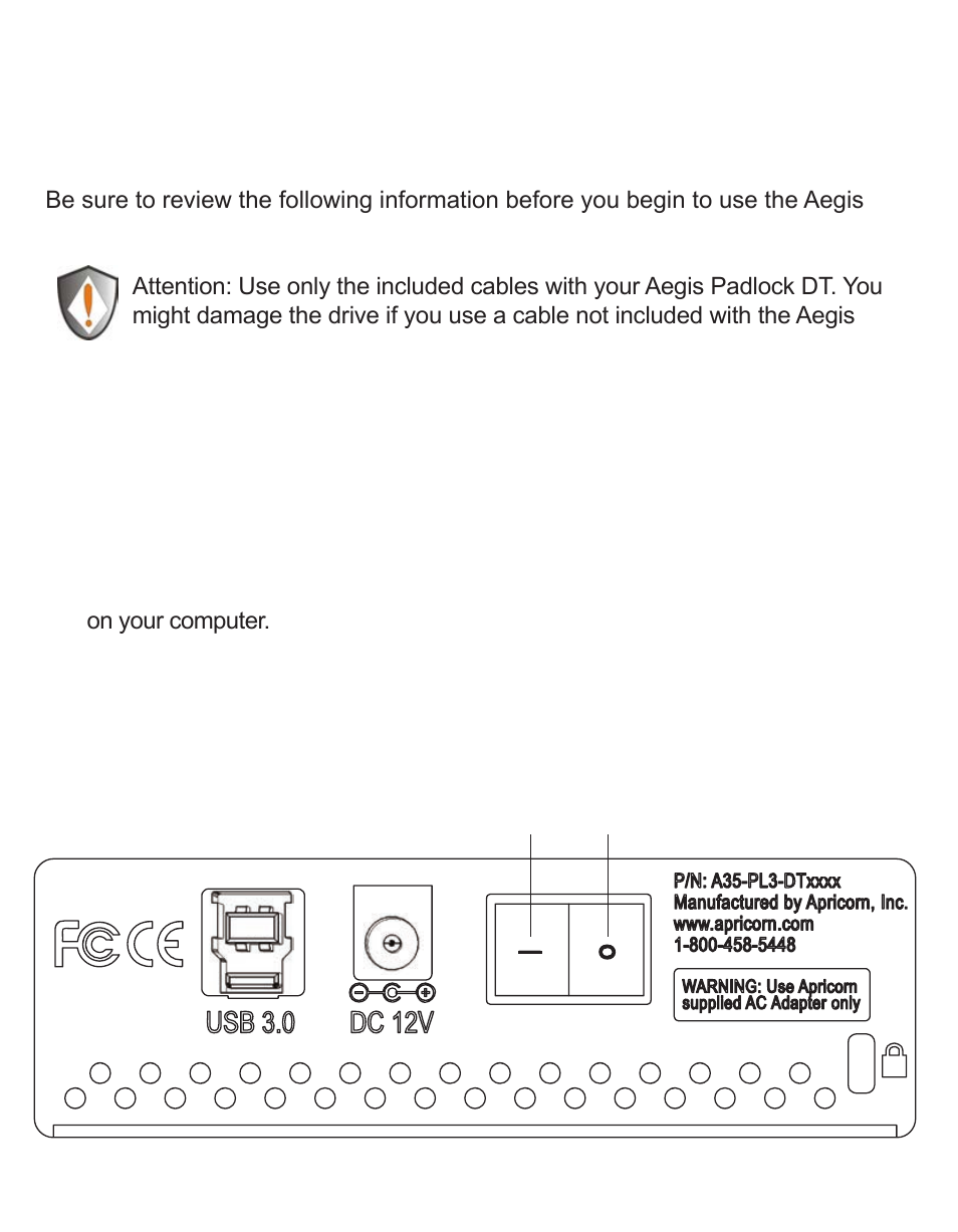 Aegis padlock dt - getting started, Before you begin, Connecting the aegis padlock dt | Apricorn Aegis Padlock DT - USB 3.0 Desktop Drive User Manual | Page 6 / 21