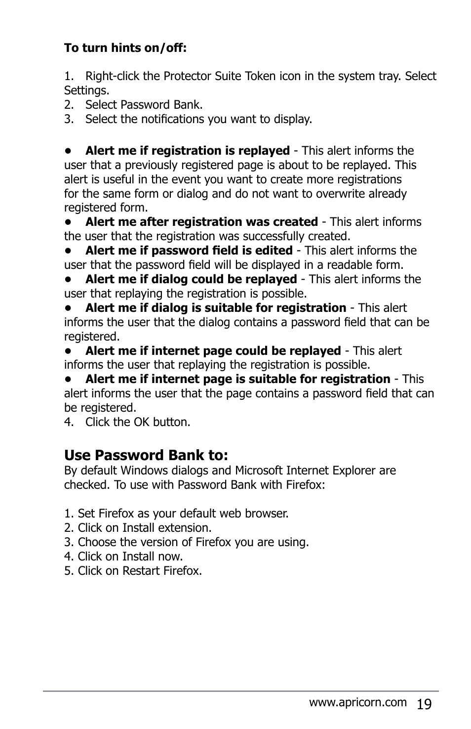 Use password bank to | Apricorn Aegis Bio - USB 2.0 User Manual | Page 19 / 36