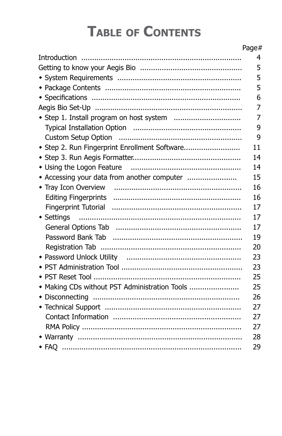 Able, Ontents | Apricorn Aegis Bio - USB 2.0 User Manual | Page 3 / 36