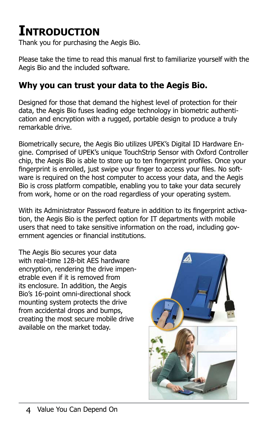 Ntroduction | Apricorn Aegis Bio - USB 2.0 User Manual | Page 4 / 36