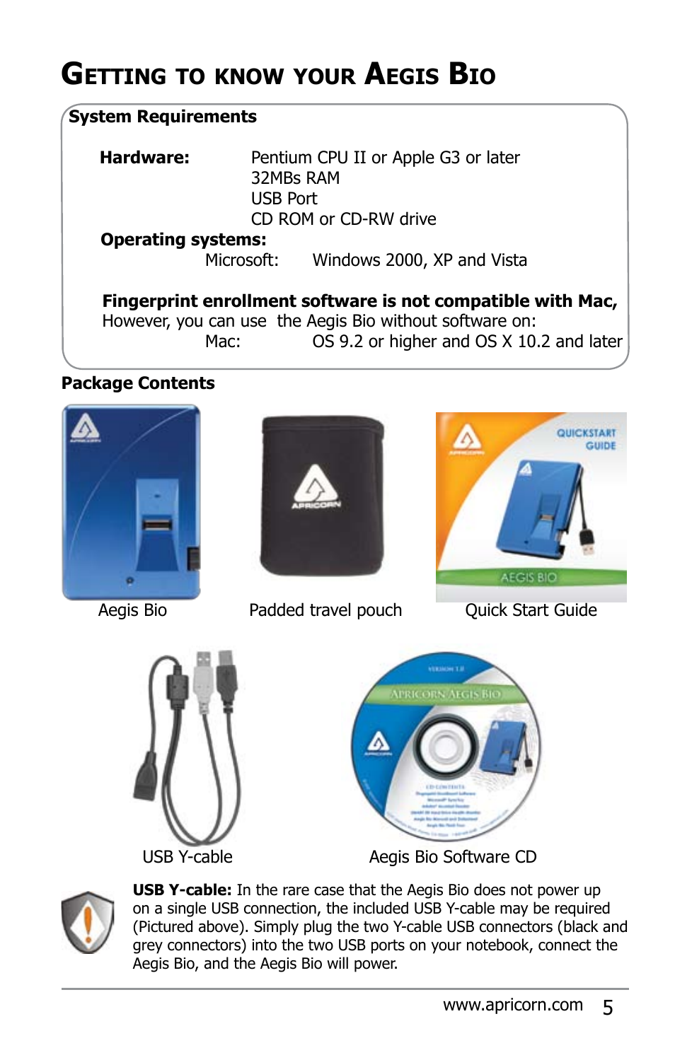 Apricorn Aegis Bio - USB 2.0 User Manual | Page 5 / 36