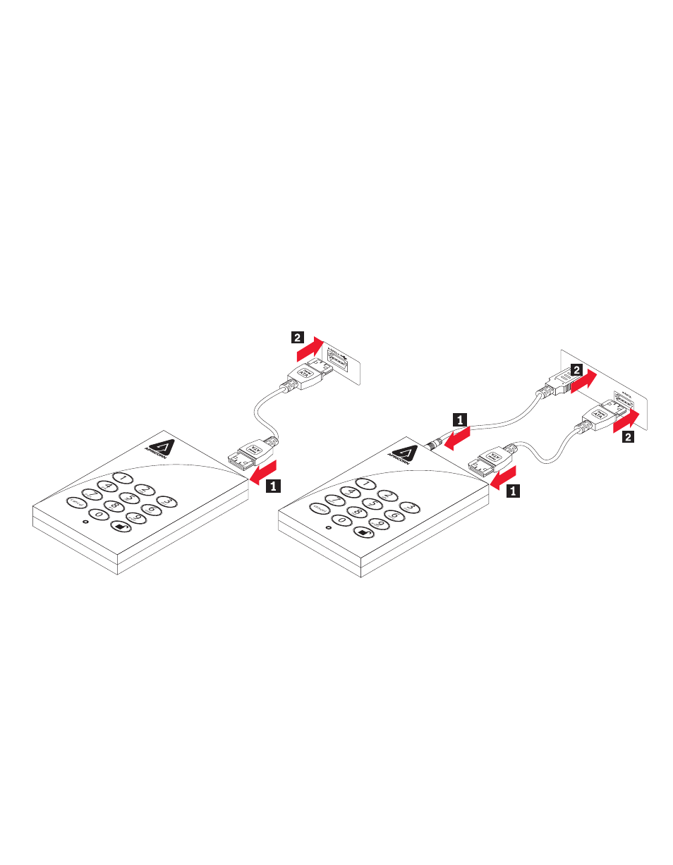 Connecting via esata, Esata/usb combo connector standard esata connector | Apricorn Aegis Padlock Pro - Solid State Drive User Manual | Page 7 / 21