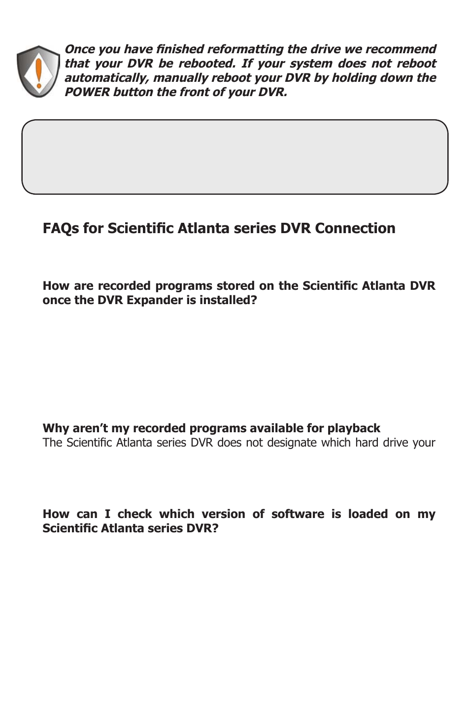 Faqs for scientific atlanta series dvr connection | Apricorn DVR Expander II for Dish Network User Manual | Page 4 / 8