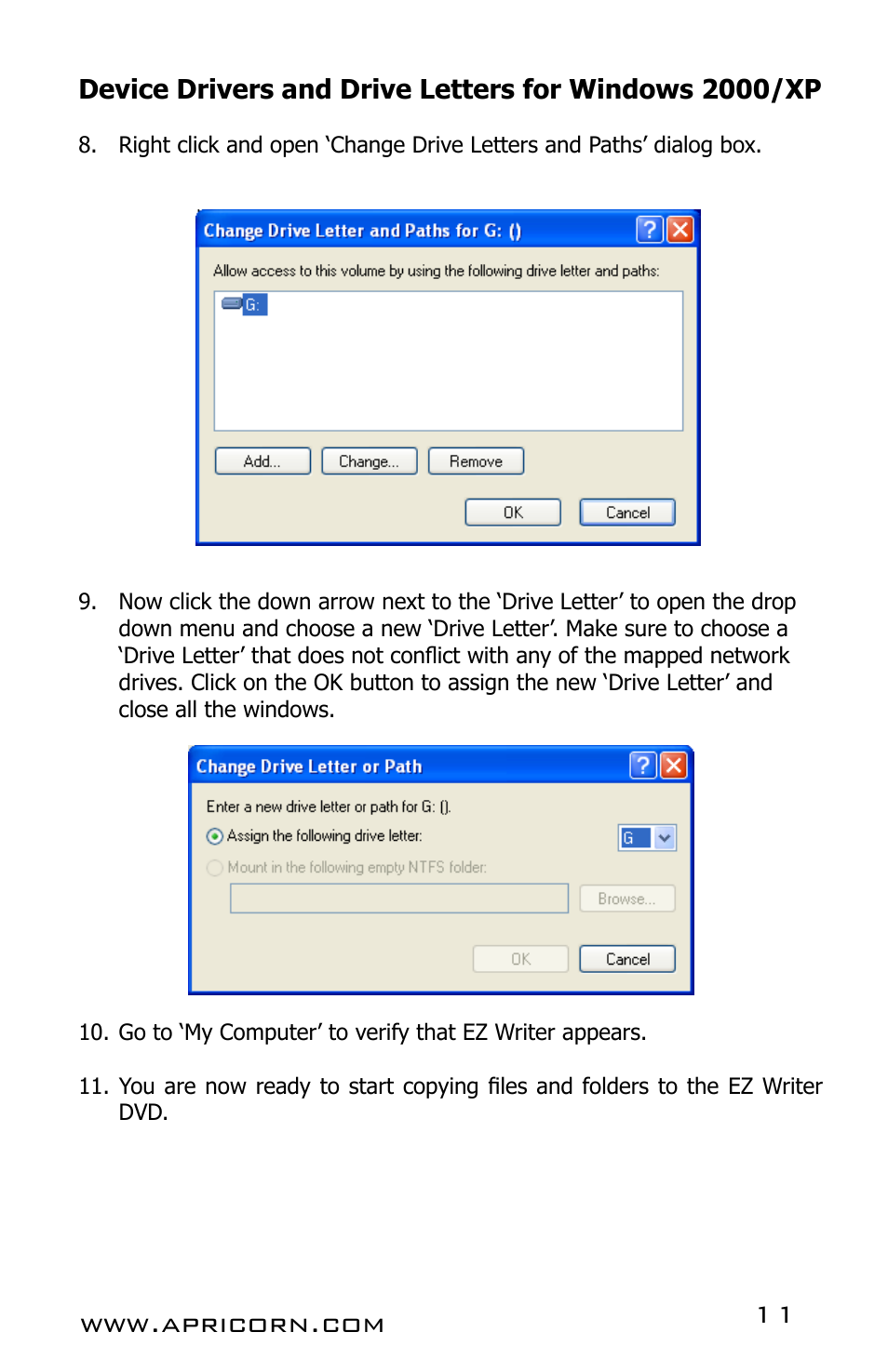 Apricorn EZ Writer LS - Dual Layer DVD Burner User Manual | Page 11 / 20