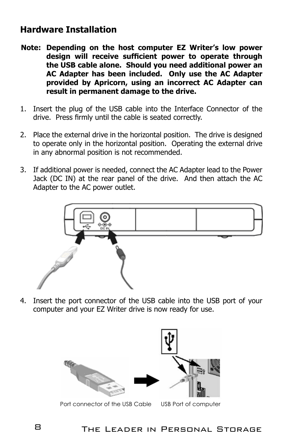 The leader in personal storage 8 | Apricorn EZ Writer LS - Dual Layer DVD Burner User Manual | Page 8 / 20