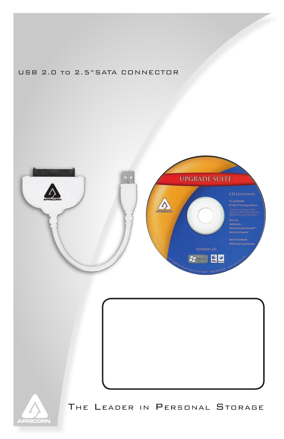 Apricorn SATA Wire - USB 2.0 Interface to any 2.5" SATA Drive User Manual | 40 pages