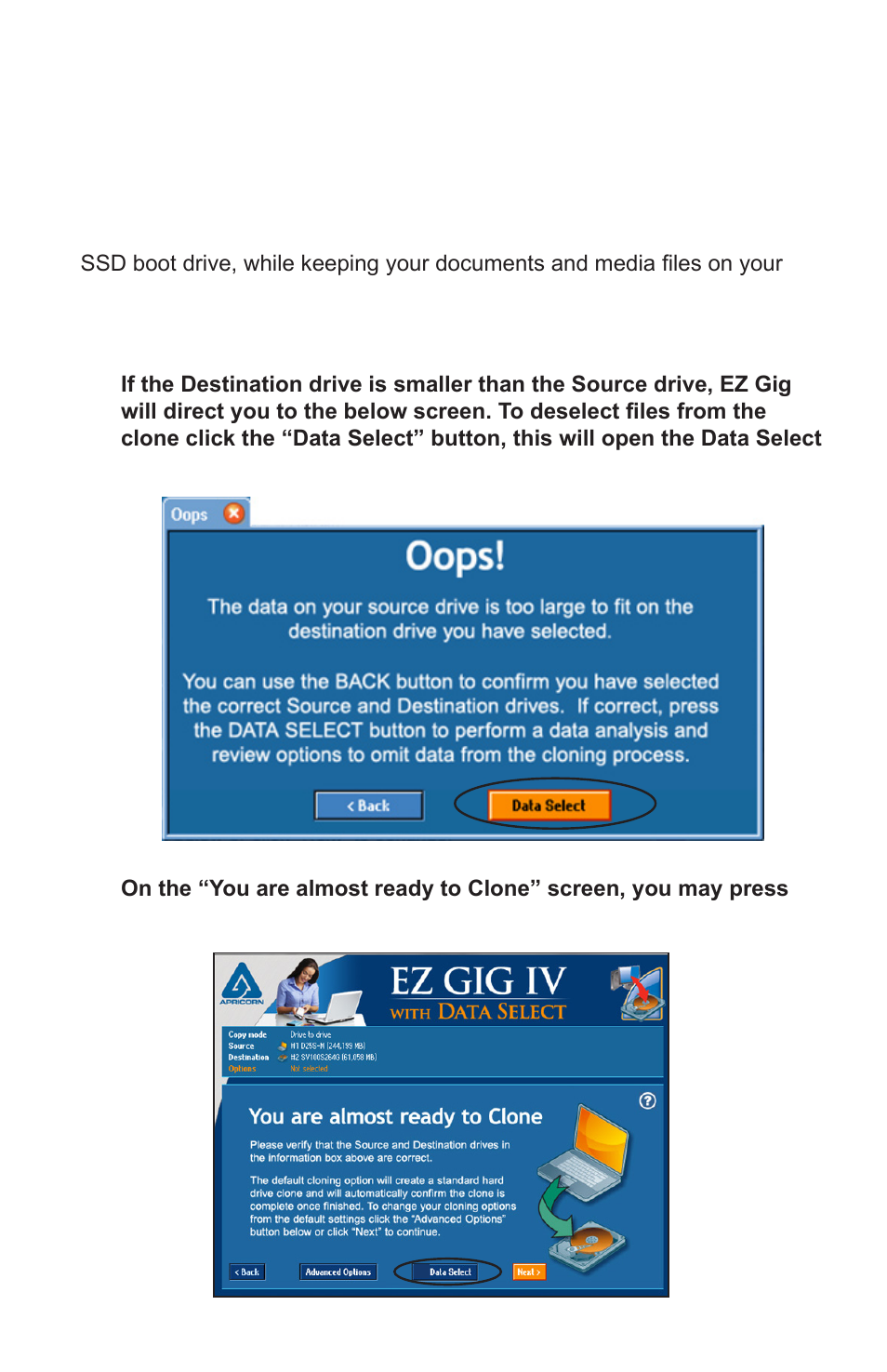 Data select | Apricorn SATA Wire - USB 2.0 Interface to any 2.5" SATA Drive User Manual | Page 15 / 40