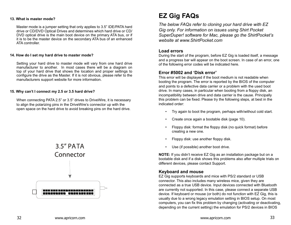 Ez gig faqs | Apricorn DriveWire - Universal Hard Drive Adapter User Manual | Page 17 / 21