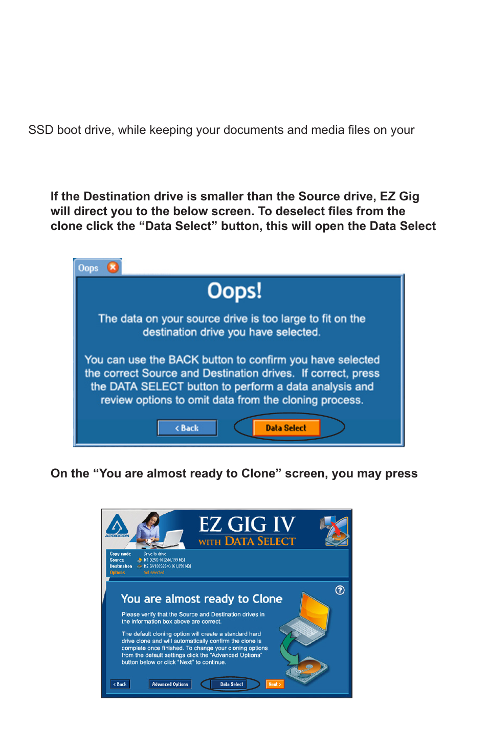 Data select | Apricorn EZ Gig IV Cloning Software with Data Select for Windows User Manual | Page 12 / 31