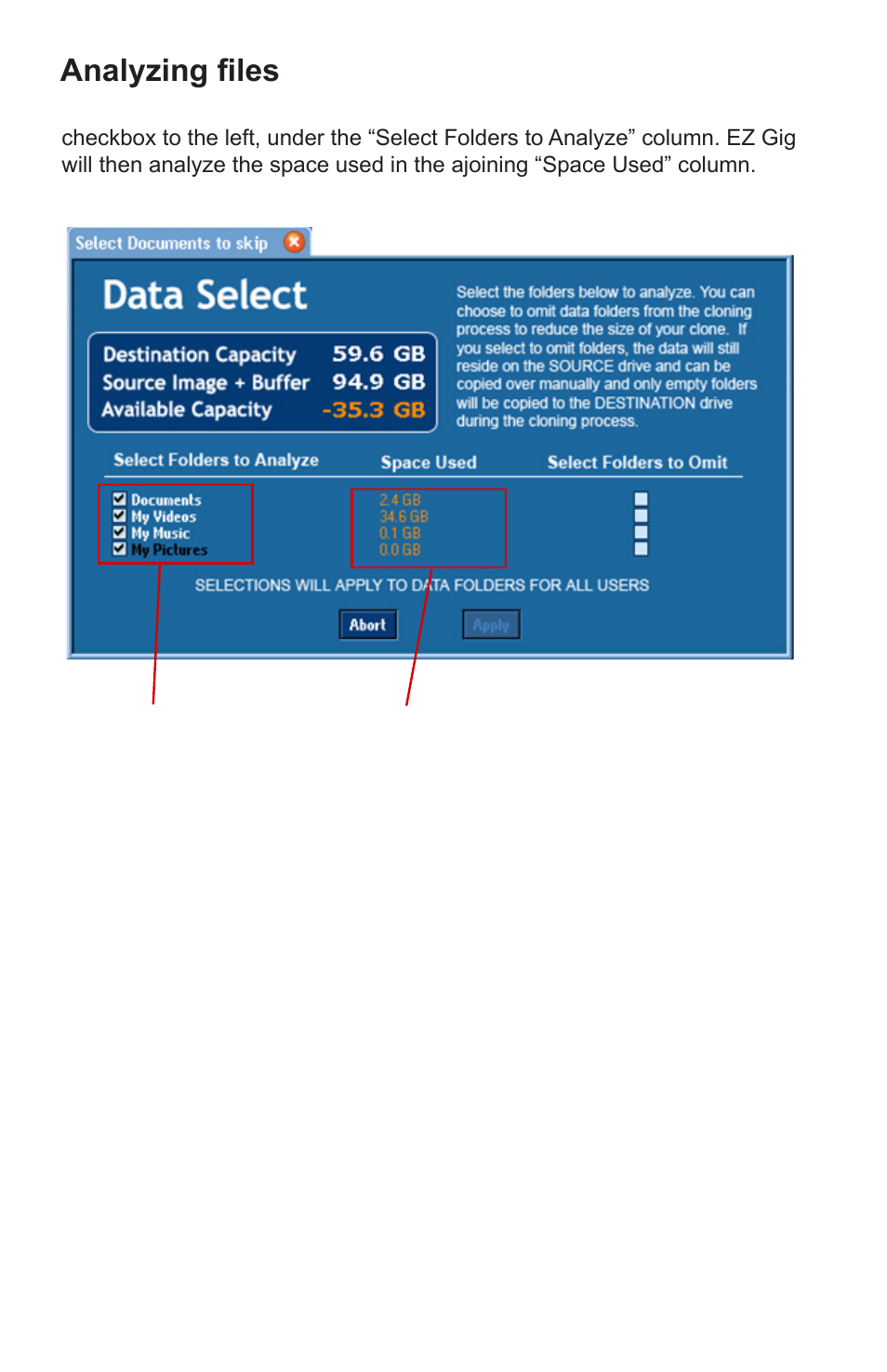 Analyzing files | Apricorn EZ Gig IV Cloning Software with Data Select for Windows User Manual | Page 14 / 31