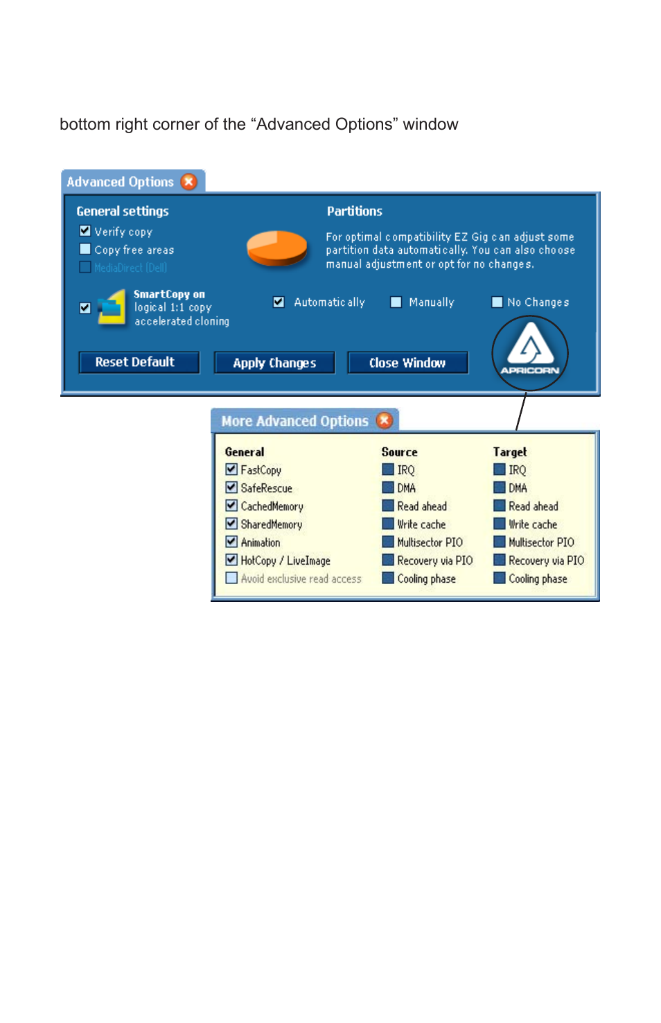 More advanced options | Apricorn EZ Gig IV Cloning Software with Data Select for Windows User Manual | Page 17 / 31